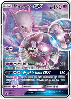 Mewtwo-GX (SM196) card.