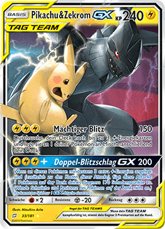 Pikachu & Zekrom GX card.